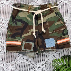 Riley Vintage High Low Patchwork Camo Shorts Women’s Size XS